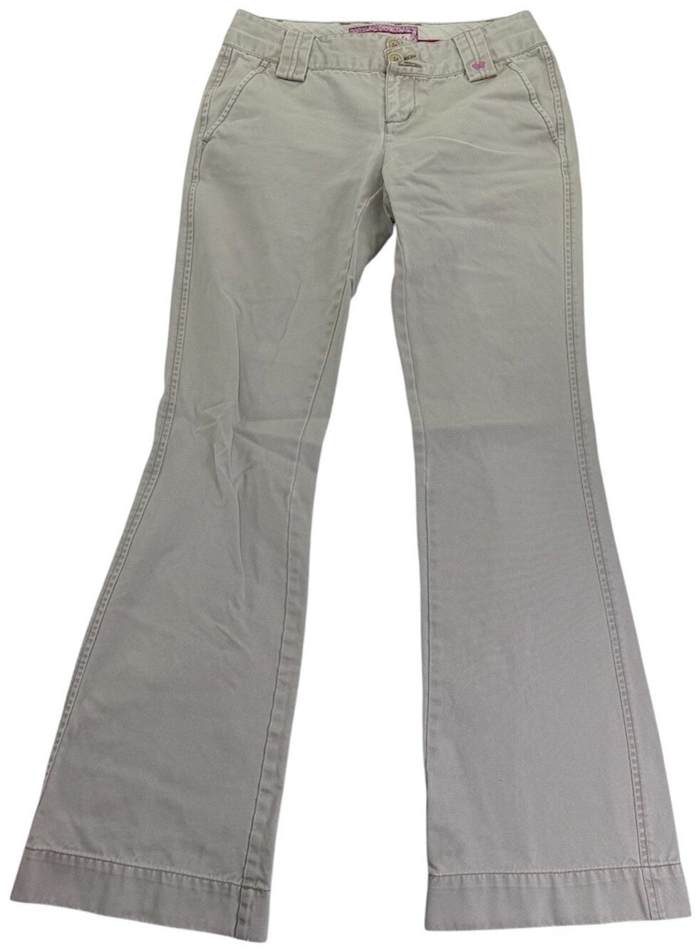 Vintage y2k Aeropostale Low Rise Denim Flare Women's Size 1/2 Beige Pants